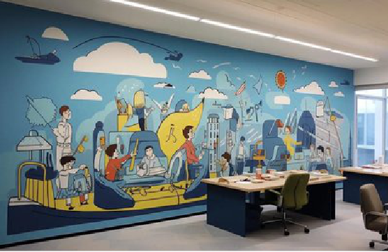 文成办公室墙绘的特点。