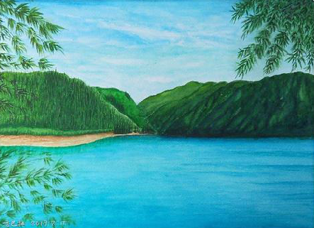 文成在墙绘中，如何绘画绿水青山？